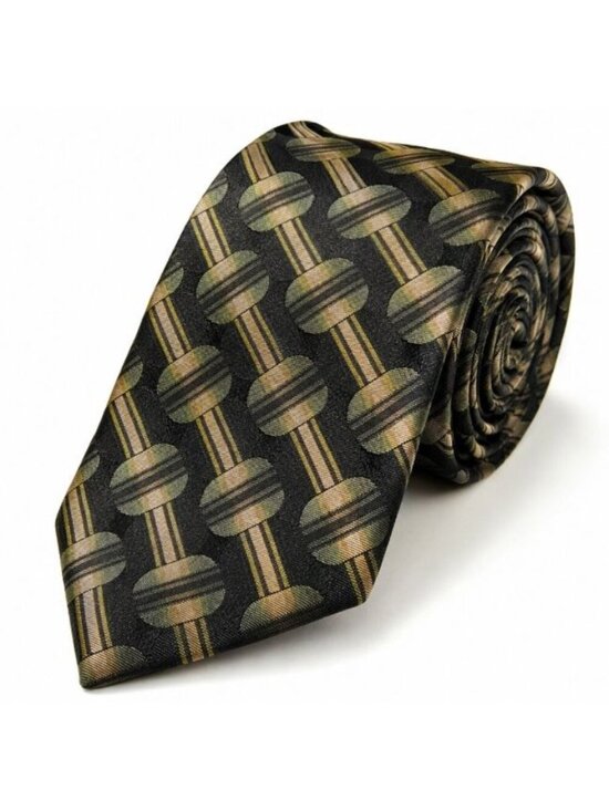 Stafford Other - Stafford Executive Silk Tie Black Green Brown Geometric Satin Woven Classic USA